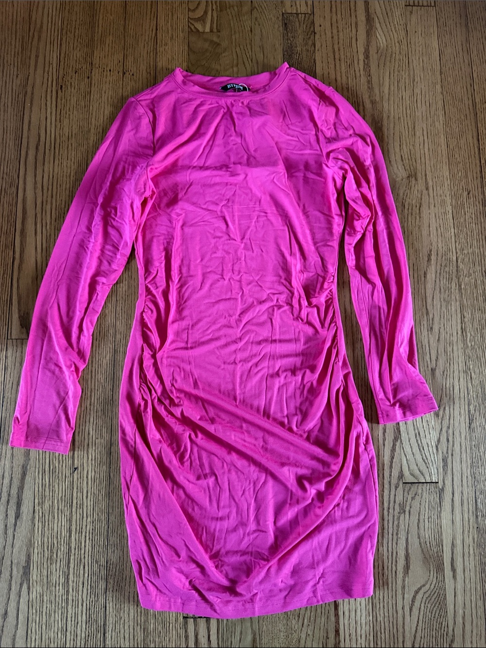 Amazon Pink Long Sleeve Midi Dress